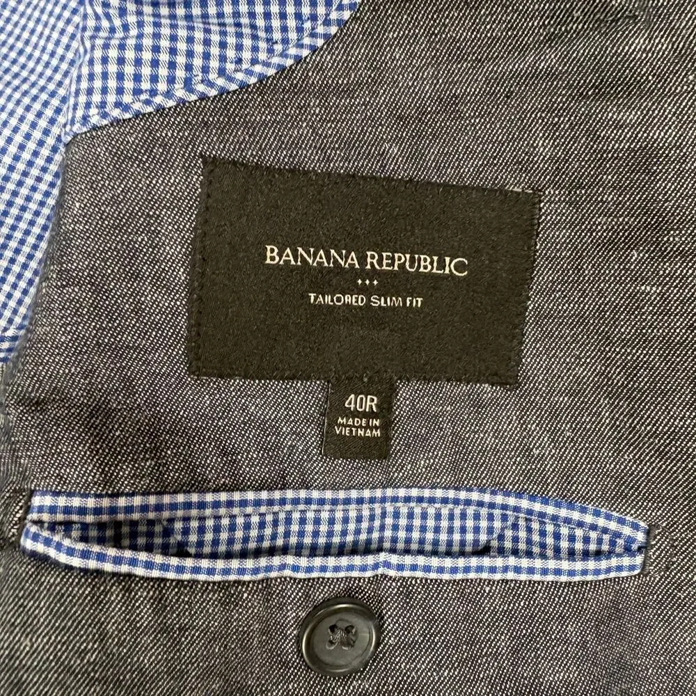 Banana Republic Mens Blazer 40R Gray Tailored Slim Fit Sport Coat Jacket